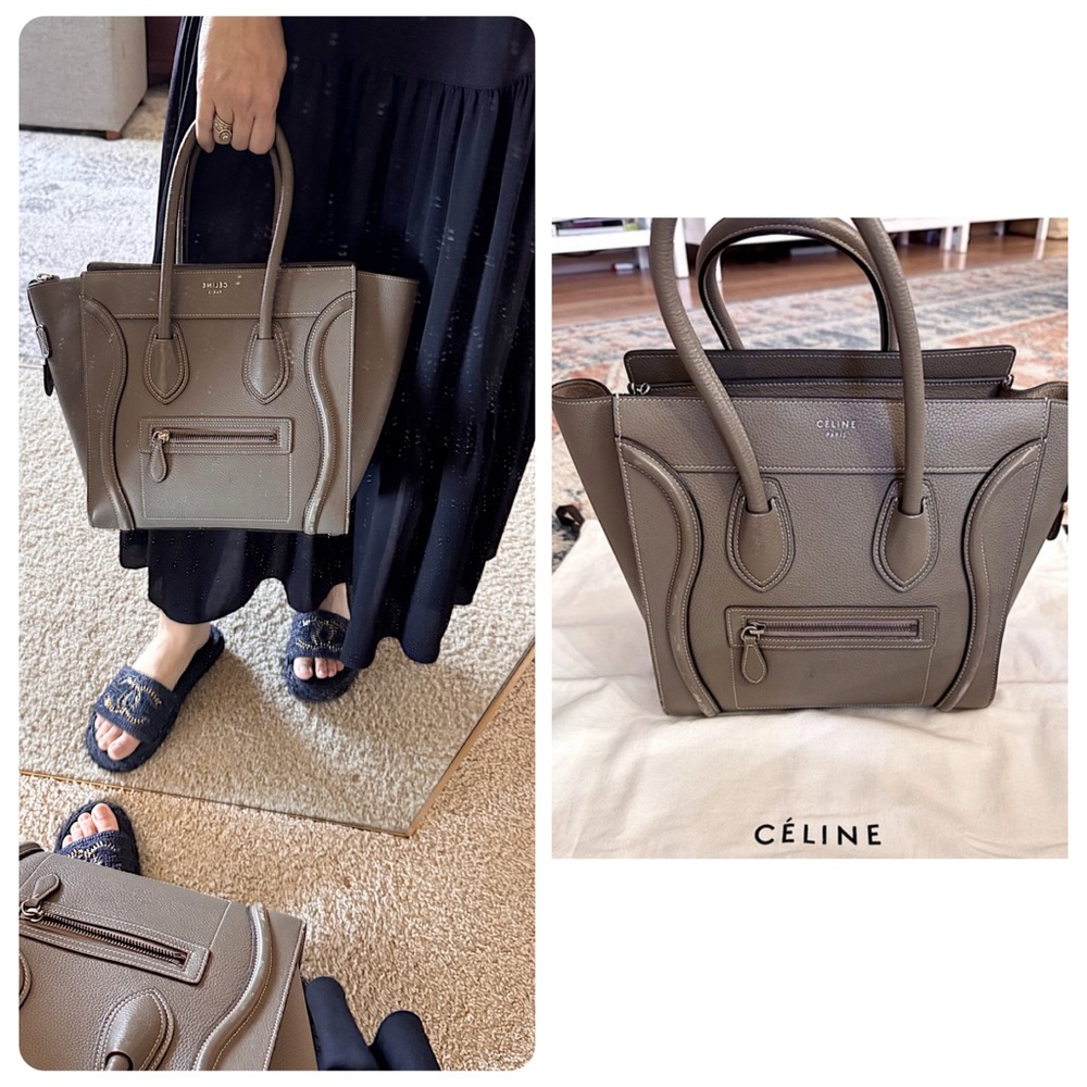SOLD‼️Celine small luggage top handle satchel Gray taupe Leather Tote Bag - Picture 2 of 16